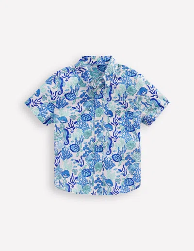 Boden Kids' Cotton Linen Shirtblue Coral Cove Boys