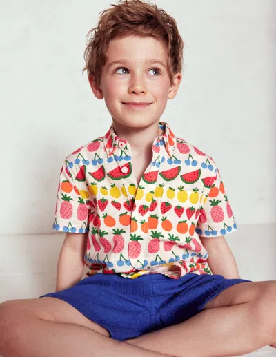 Boden Kids' Cotton Linen Shirtfruit Stripe Boys