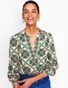 Boden Cotton Notch Neck Topivory, Baroque Tile Women