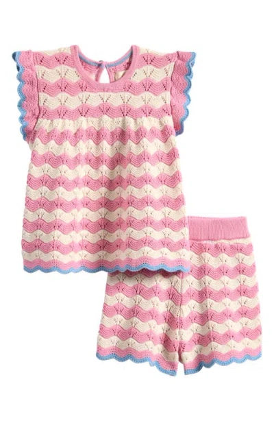 Boden Babies'  Cotton Pointelle Top & Shorts Set In Multi