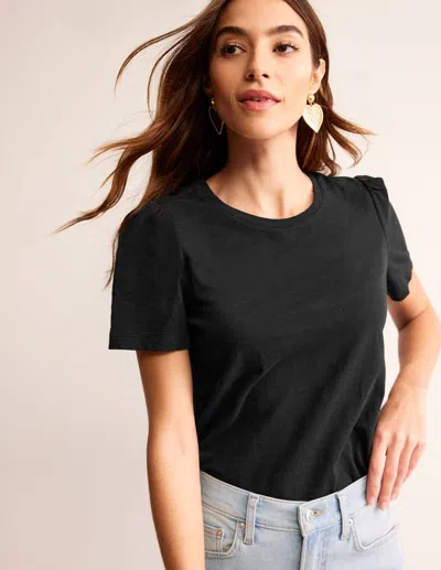 Boden T-shirt Aus Baumwolle Mit Puffärmeln-schwarz In Black