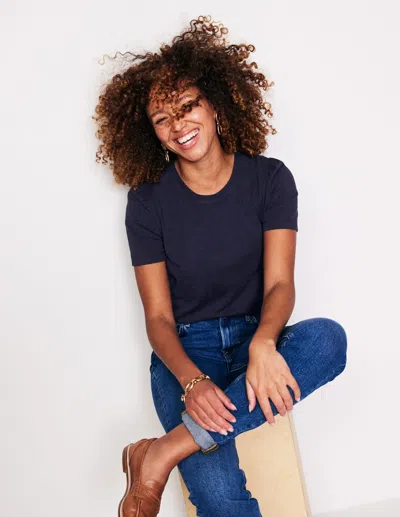 Boden T-shirt Aus Baumwolle Mit Puffärmeln-aqua Marine Marl In Blue