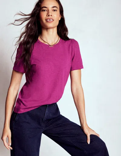 Boden T-shirt Aus Baumwolle Mit Puffärmeln-sattes Magenta In Purple