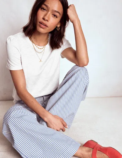 Boden Cotton Puff Sleeve T Shirt White Women