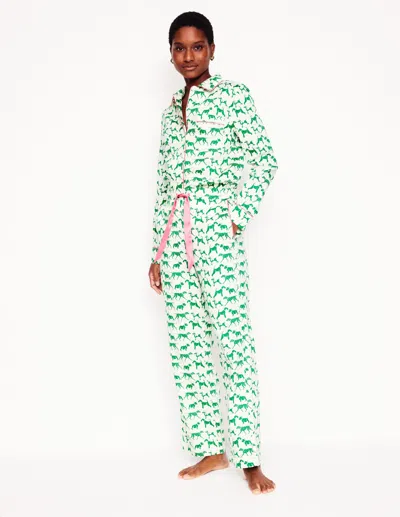 Boden Cotton Sateen Pajama Trousersivory, Janet And Friends Women  In Green