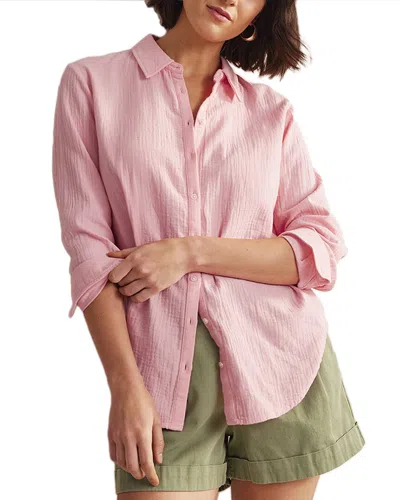 Boden Cotton Texture Shirt In Pink