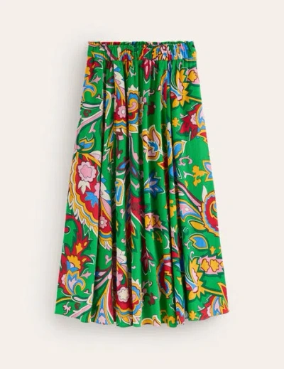 Boden Crinkle Midi Skirt Green, Paisley Azure Women