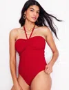 Boden Crinkle Texture Swimsuittulip Red Women