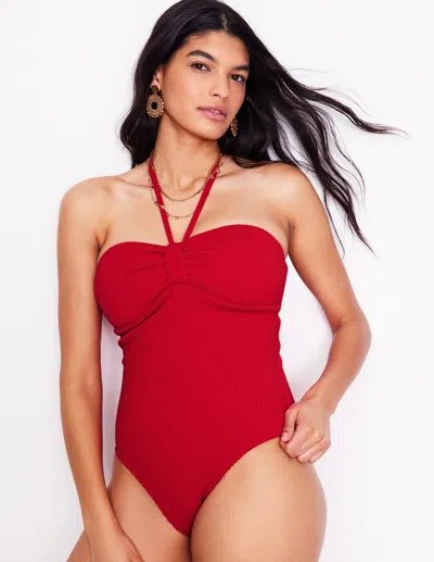 Boden Crinkle Texture Swimsuittulip Red Women