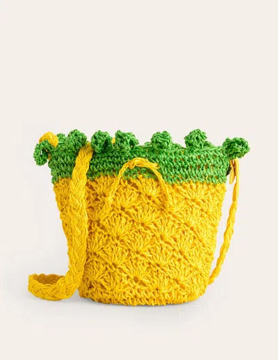 Boden Kids' Crochet Fruit Bag Pineapple Yellow