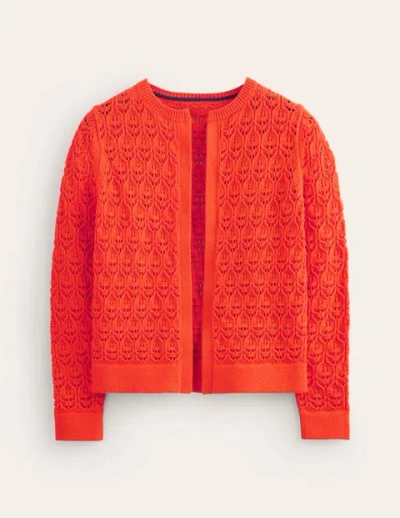 Boden Crochet Knit Cardigan Gladioli Orange Women