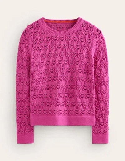 Boden Crochet Knit Sweater Rose Violet Women