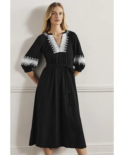 Boden Crochet Trim Jersey Midi Dress In Black
