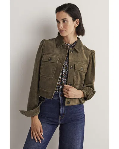 Boden Cropped Cord Jacket In Green