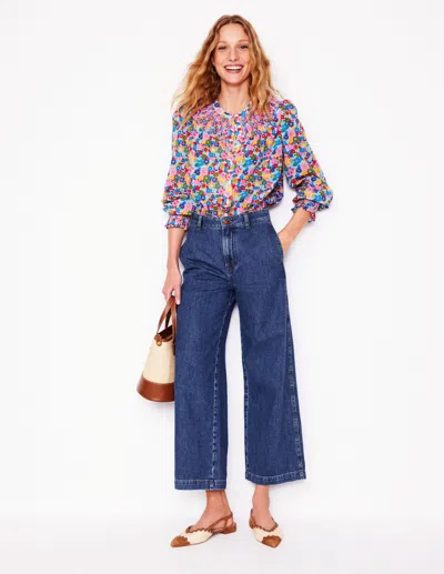 Boden Cropped Fluid Jeans Mid Vintage Women  In Blue