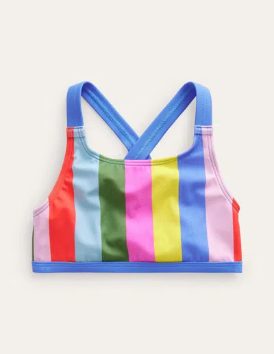 Boden Kids' Cross Back Bikini Topsoft Multi Stripe Girls