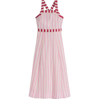 Boden Cross Back Linen Blend Dress In Pink