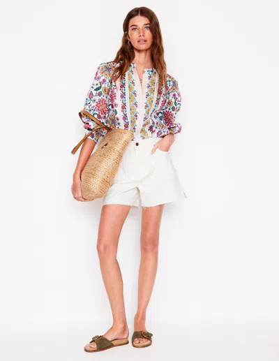 Boden Cut Off Denim Shorts White Women