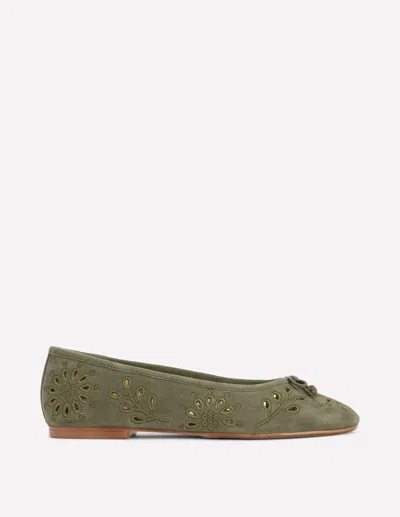 Boden Cut Out Ballet Flats-deep Olive Female  In Green