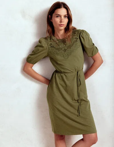 Boden Cutwork Detail Short Dresswoodland Green Women