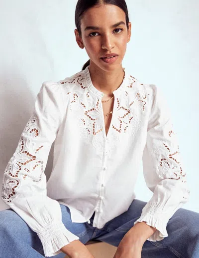 Boden Cutwork Embroidered Blouse White