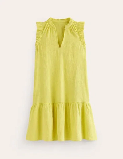 Boden Daisy Double Cloth Short Dress Citrus Yellow Women