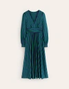 Boden Daphne Jersey Maxi Dressrich Emerald, Mazarine Stripe Women  In Rich Emerald/ Mazarine Stripe
