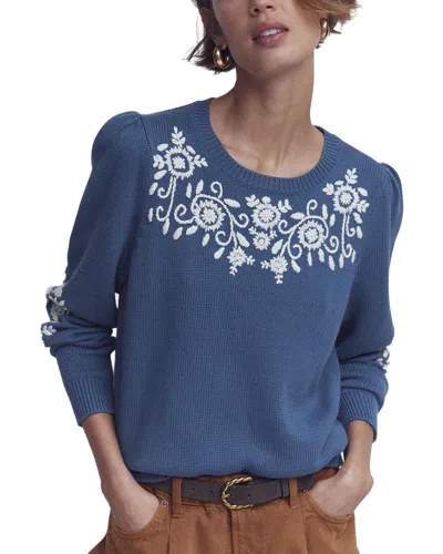 Boden Davina Puff Sleeve Wool-blend Jumper In Blue