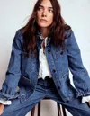 Boden Frill Detail Denim Jacket In Blue