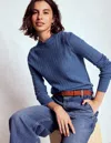 Boden Diane Pointelle-pullover-denim-blau In Blue