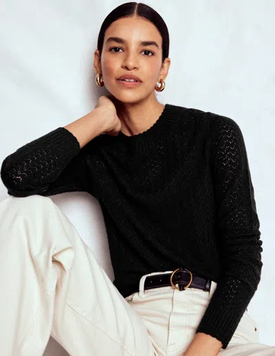 Boden Diane Pointelle Sweater Black