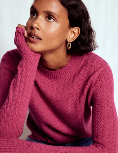 Boden Diane Pointelle Sweater Bright Cherry