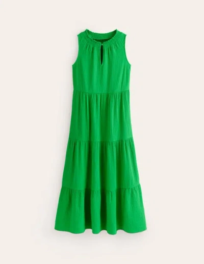 Boden Double Cloth Maxi Tiered Dress Kelly Green Women