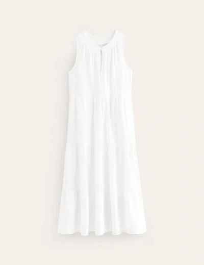Boden Double Cloth Maxi Tiered Dress White Women