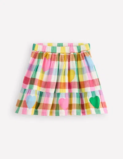 Boden Kids' Double Cloth Printed Skirtmulti Heart Check Girls  In Multi