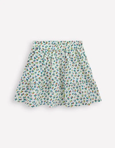 Boden Kids' Double Cloth Printed Skirtsoft Ivory Ditsy Floral Girls  In Green
