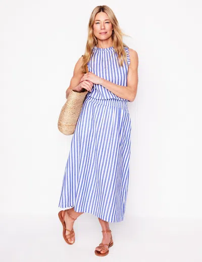 Boden Double Cloth Smocked Skirtbright Blue Stripe Women