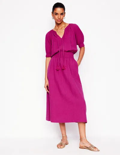 Boden Double Cloth Smocked Skirtfuchsia Women  In Pink