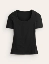 Boden Doppellagiges T-shirt Mit Tiefem Rundhalsausschnitt-schwarz In Black