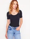Boden Doppellagiges T-shirt Mit Tiefem Rundhalsausschnitt-aqua Marine Marl In Multi