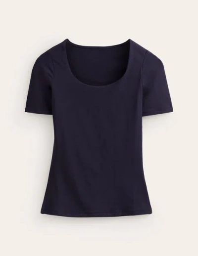 Boden Double Layer Scoop T-shirt Navy Women  In Blue