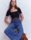 Boden Double Layer Square Neck Tee Navy  In Blue