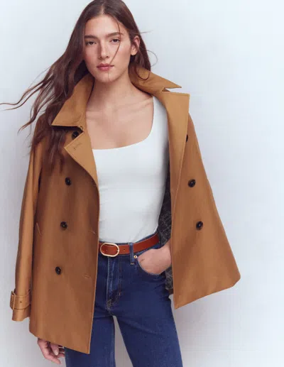 Boden Double Layer Square Neck Tee White  In Brown