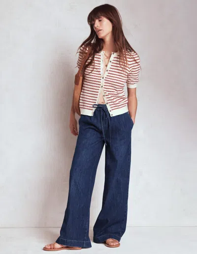 Boden Drawcord Denim Trousers-mid Wash Female  In Blue