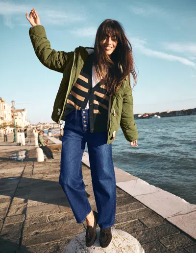 Boden Duffle Quilted Parka Green