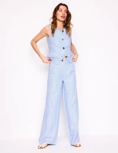Boden Dulwich Linen Trousers-kingfisher Blue Fine Stripe Female
