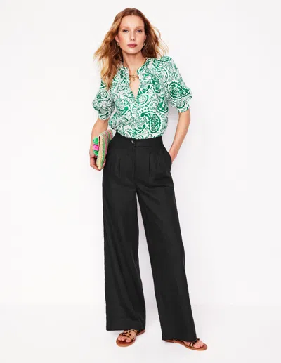 Boden Dulwich Leinenhose-schwarz In Black