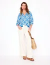 Boden Easy Cotton Blouse Cerulean Blue, Blossomy