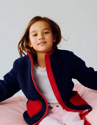 Boden Kids' Eden Borg Zip Through Jacket Celestial Borg Applique  In Blue