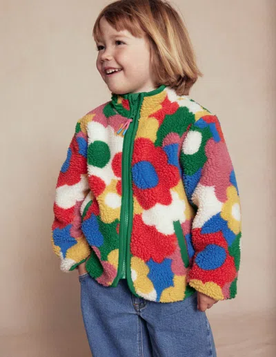 Boden Kids' Eden Teddyfelljacke Mit Durchgehendem Reissverschluss-bunt Flower Power In Multi